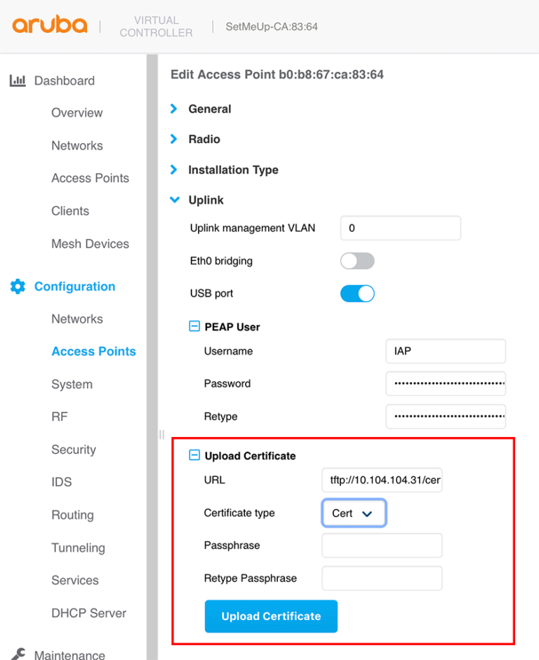 Aruba AP Authentication - Flomain Networking